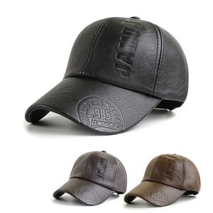 Boll Caps Pu Leather Baseball Cap Högkvalitativ vinterman Snap On Cassette Gorras Para Hombre Truck Q240403