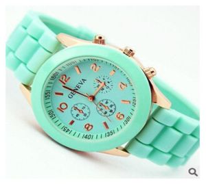 Fashion casual Shadow style RoseGold Colorful women men Geneva Watch Rubber Silicon Candy Jelly Silicone Quartz wrist Watches fre1500333