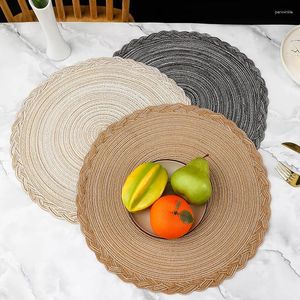 Table Mats Simple Round Woven Placemat Heat Resistant Non-Slip Coffee Tea Cup Mat Tableware Pad Home Dinner Decor