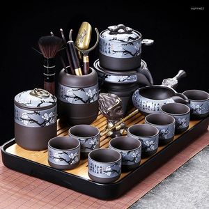 TeAware setleri Japon Gaiwan Seyahat Çin Çay Seti Servis Kettle Porselen Infuser Maker Töreni Chaleira Sofra Takımları YX50TS