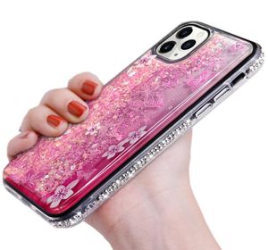 iPhone 12 Mini 11 Pro XR XS Max 8 7 6 Plus SE Butterfly Back Case Cover New Luxury BL4011078用の液体Quastsand Rhinestone電話ケースケース