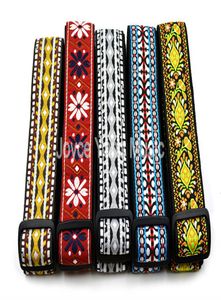 Niko Vintage Flowers Stripes Acoustic Electric Guitar Strap Woven Embroidery Fabrics Leather Ends Strap 9711659