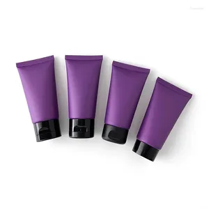 Storage Bottles 50ML X 50 Purple Matte Makeup Squeeze Bottle 50g Empty Facial Cleanser Container Skin Care Lotion Packaging Plastic Soft