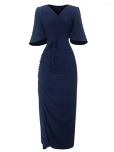 Party Dresses A-line Dress Navy Straight Office Lady Slim Fit Bodycon Evening Events Pencil Women Birthday Slit