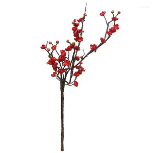 Decorative Flowers 80cm Simulated Flower Chinese Style Plum Red Indoor Decoration Arrangement Wedding Set Artificial