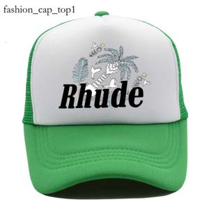 Rhude Hat Ball Capsグリーンメッシュパッチワーク野球キャップ男性女性刺繍ユニセックスコレクションカジュアルトラックハット調整可能なrhudeボンネット3932