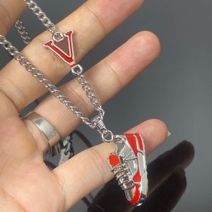 Colorful diamond basketball shoes pendant necklace sweater chain men's and women's pendant hip-hop Designer Jewelry Anti Allergy