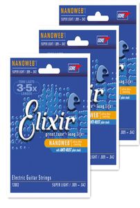 Whole 12Setslot Elixir 12002 Nanoweb Ultra Thin Coating Electric Guitar Strings Super Light 009042 Guitar Associory7428013