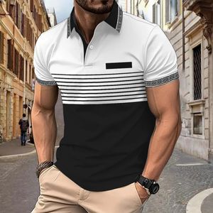 2024 DUŻE Rozmiar Men Casual Polo Shirt Vneck Button Business Dopasowanie Tshirt Top Feat Sublimation Printing 240403