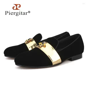 Casual Shoes Style Handmade Men Velvet Loafers With Gold Patent Leather And Bee Buckle Wedding Party Dress Men's Flats