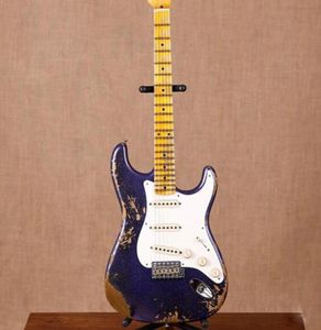 Custom John Cruz John Mayer Masterbuilt Heavy Relic Metallic Blue Sparkle St Electric Guitar Guitar vintage Klimusion Sunter Chrome8330686