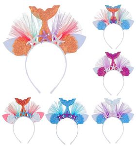 10pcs Rainbow Mermaid HairBand Sticks 7 colors Princess Mesh Flower Animal Hairbands Hair Accessories9993702