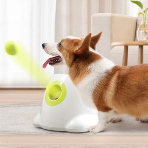 Hund Pet Toys Tennis Launcher Automatisch Wurfmaschinenball -Wurfgerät 369m Abschnitt Emission mit 3 Bällen Training 240328