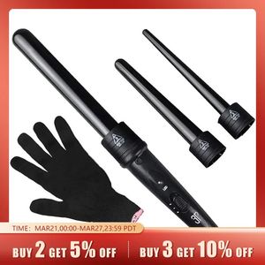 3-in-1 Hair Curling Iron 3 Interchangeable Barrels and LED Display -Professional Rapid Heating Waves Curl Wond Ceramic Styling 240327