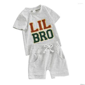 Kläduppsättningar småbarn baby pojke flicka sommaren rund hals kort ärm t-shirt stor little bror syster matchande brev tryck elastisk dro otx48