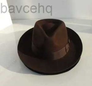 Breda randen hattar hink hattar ull fedora hatt unisex filt fedoras hattar vuxna mode trilby hattar populära huvudkläder ull fedora trilby hattar mans cap b-8130 240407