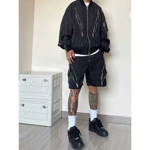 Men's Shorts Summer New US Street Winds Attack Shorts Mens Zipper Design Harajuku Leisure Tools Outdoor Five Point Pants J240407