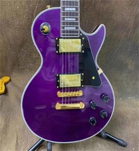 Purple Flamed Maple Top Gold Hardware LP Custom Electric Guitars Guitarra5133162