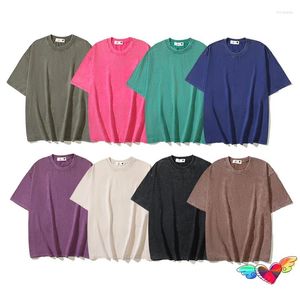 Men's T Shirts 2024ss Washed Blank Tee Men Women 8 Solid Colors T-shirt Vintage Tops Slightly Loose Fit Short Sleeve
