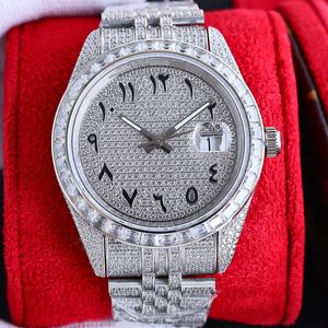 Diamond Watch Mens Automatic Mechanical 2824 Uhren Sapphire 41 mm Full Diamond Stahlarmband Lady Armbandwatch Montre de Luxe