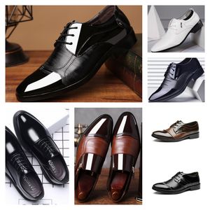 Top Designer Luxury Multi style leather men black white casual shoes, large-sized business dress pointed tie up wedding shoe