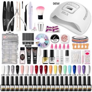 Klänningar Rosalind Nail Set med nagelkonstverktyg Set Soak Off Base Top Gel Nail Polish Kit för Nail Design UV LED Dryer Lamp Manicure Set