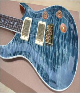 Custom Reed Smith Smith Maple Top Top Vintage Blue Electric Guitar Eagle Headstock Logo MOP Birds Inclay Tremolo Bridge Gold Hardw5548248