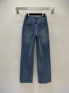 Kvinnors jeans 2024 Personlig skarvad broderidekoration y2k raka rör breda benbyxor 2543