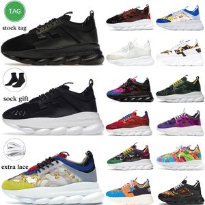 Klassische luxuriöse Laufschuhe Kette Reaktion Herren Sneakers Frauen Trainer Designer Persönlichkeit 2 Chainz Black Bluette Gold Multi-Farben Gummi Wildleder Größe 36-45