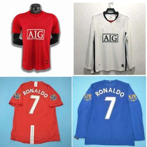 2024 Top 08 09 Ronaldo Retro Jersey Klasik Vintage Scholes Vidic Nani Futbol Formaları 2009 2009 Rooney Futbol Gömlekleri Giggs Utd Maillot De Foot CJ668