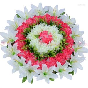 Decorative Flowers Artificial Chrysanthemum Qingming Cemetery Memorial Decoration Wreath Sacrifice Tomb Sweeping Silk Flower