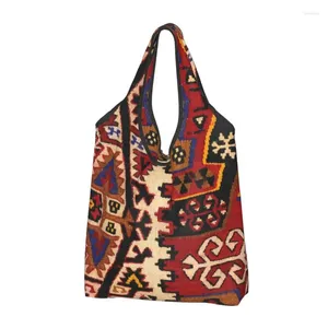 Storage Bags Retro Boho Turkish Kilim Navaho Weave Woven Textile Shopping Bag Tote Persian Tribal Ethnic Art Grocery Shopper