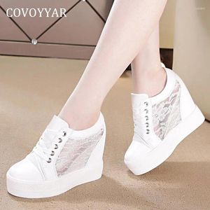 Fitness Shoes Covoyyar Wedge Woman Plataforma Casual Fashion Sneakers Lace-up Hidden Heel Chunky Sole Lady WSN383