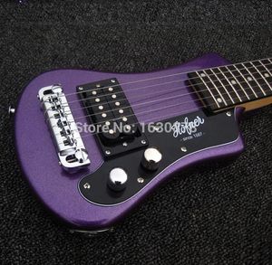 Easytaking Custom Metallic Purple Left Handed Hofner Shorty Travel Guitar Protable Mini Electric guitar With Cotton Gig Bag1835715
