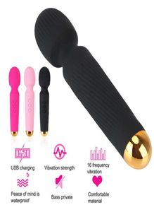 Massage artiklar 5 vibration intensitet klitoris vibratorer av vibrator magiska trollstav trådlösa dildos 16 frekvens sexiga leksaker för kvinnor1077844