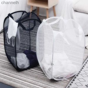 Aufbewahrungskörbe 1 faltbarer Mesh Laundry Basket Spielzeugorganisatortasche Kleidung für Schlafsäle Badezimmer und Reise YQ240407