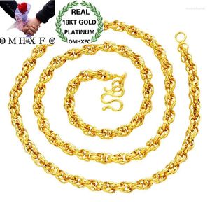 Anhänger Omhxfc Großhandel europäische Mode Frau Frauen Geburtstag Hochzeitsgeschenk Lang 50 cm Twisted Real 18KT Gold Chain Halskette NL21