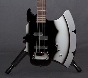 Heavy Metal Chopper GENE SIMMONS AXE Electric Bass Guita Black 4 Strings Electric Bass Guitar Chrome Pickup Cover Strings Thru bod6181108