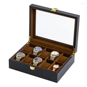 Watch Boxes 6/10/12 Grids Handmade Wood Watches Display Case Jewelry Holder Storage Organizer For Holding