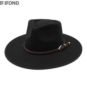 Chapéus de aba larga Chapéus de balde 2024 Moda Mulheres Winter Wood Fedora Hap Men Simples Wide Brim vintage Felt Hats Jazz New Top Top TRILBY CAP 240407