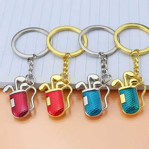 Keychains Lanyards Creative Golf KeyChain Car Epoxy Bucket Key Chain Pendant Anpassad kurs Bästa gåva smycken K4247 Q240403