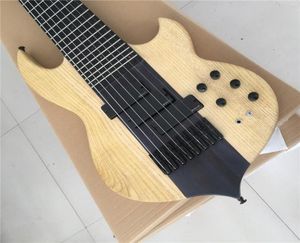 new Natural wood color electric bass guitar ebony fingerboard neck wearing body 8 strings electric bass Provide custom3127312