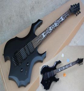 Factory Custom Special Unusual Shape Electric Guitar with Matte Black BodyRosewood FretboardDouble RockOffer Customized9641703