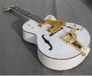 White Falcon G6120 Semi Hollow Body Jazz Electric Guitar Imperial Tuners Double F Holes Red Turtle Shell Body Binding Bigs Trem696824