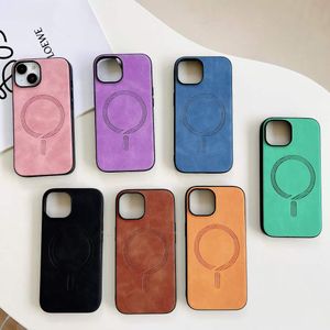 Casos de carregamento sem fio magnéticos de negócios para iPhone 15 Plus 14 Pro Max 13 12 11 iPhone15 PU Couro PU TPU Luxo Moda Manget Telepation Skin Capa