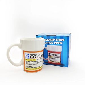 Creative Prescription Medicine Bottle Ceramic Coffee Cup Tea Travel Cups Kawaii Mug 240407