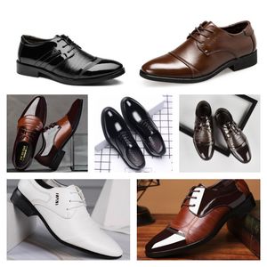 New Designer Luxury Multi style leather men's black casual shoes, large-sized business dress pointed tie up wedding shoe