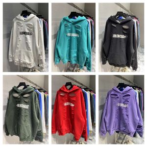 designer hoodie balencigs Fashion Hoodies Hoody Mens Sweaters High Quality B family correct blcg mens and womens OS Paris BAC art letter hole crack hole GS DSC2 Q4OP