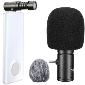 Mikrofoner Sairen Mini Microphone Smart Mic med Lightning Type C -gränssnitt för iPhone Android -smarttelefon Voice Recording Vlog Mic