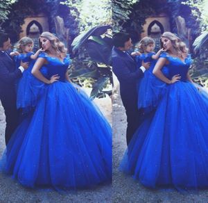 Formal Party Gown Off Shoulder Floor Length Sequin Blue Pageant Dresses Sleeveless Custom Formal Free Shipping Special Occasion5171197